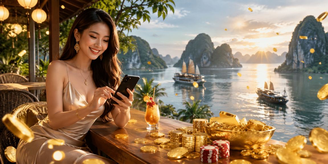 Người dùng tra cứu kết quả xổ số tại quán cà phê vịnh Hạ Long