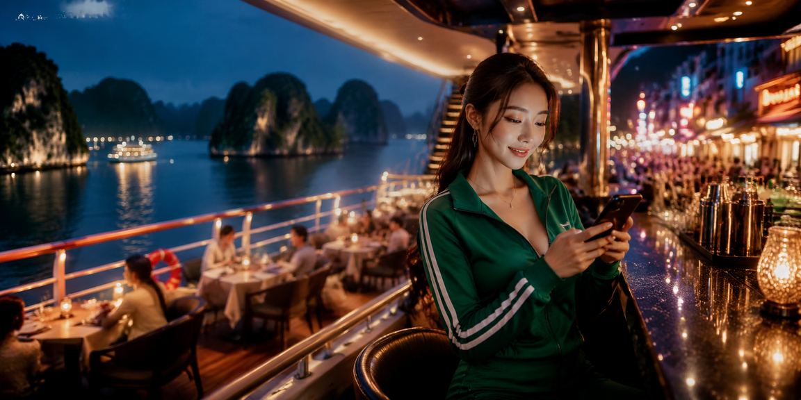 Người dùng trải nghiệm casino trực tuyến trên điện thoại di động tại vịnh Hạ Long