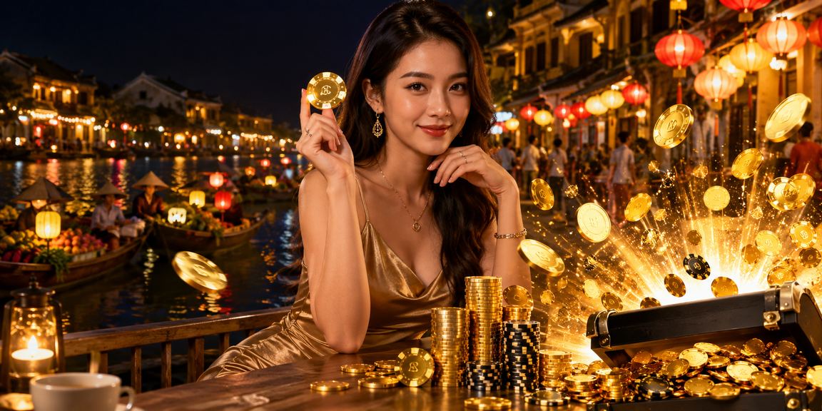 Người chơi đọc hướng dẫn nền tảng cá cược tại quán cà phê Hội An buổi sáng
