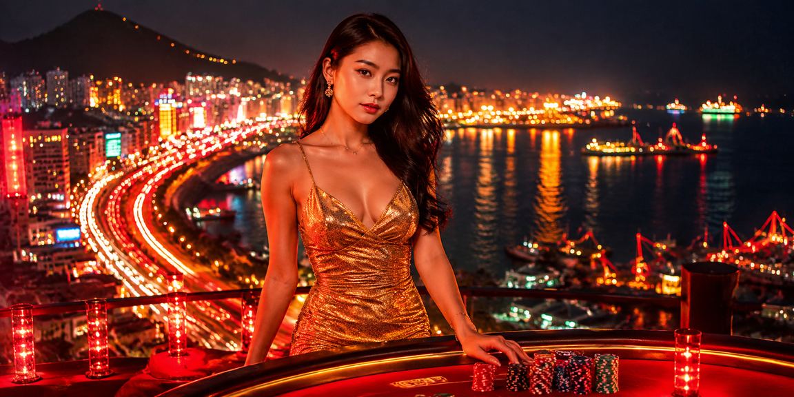Không gian casino và cá cược rực rỡ ánh đèn neon về đêm tại Vũng Tàu